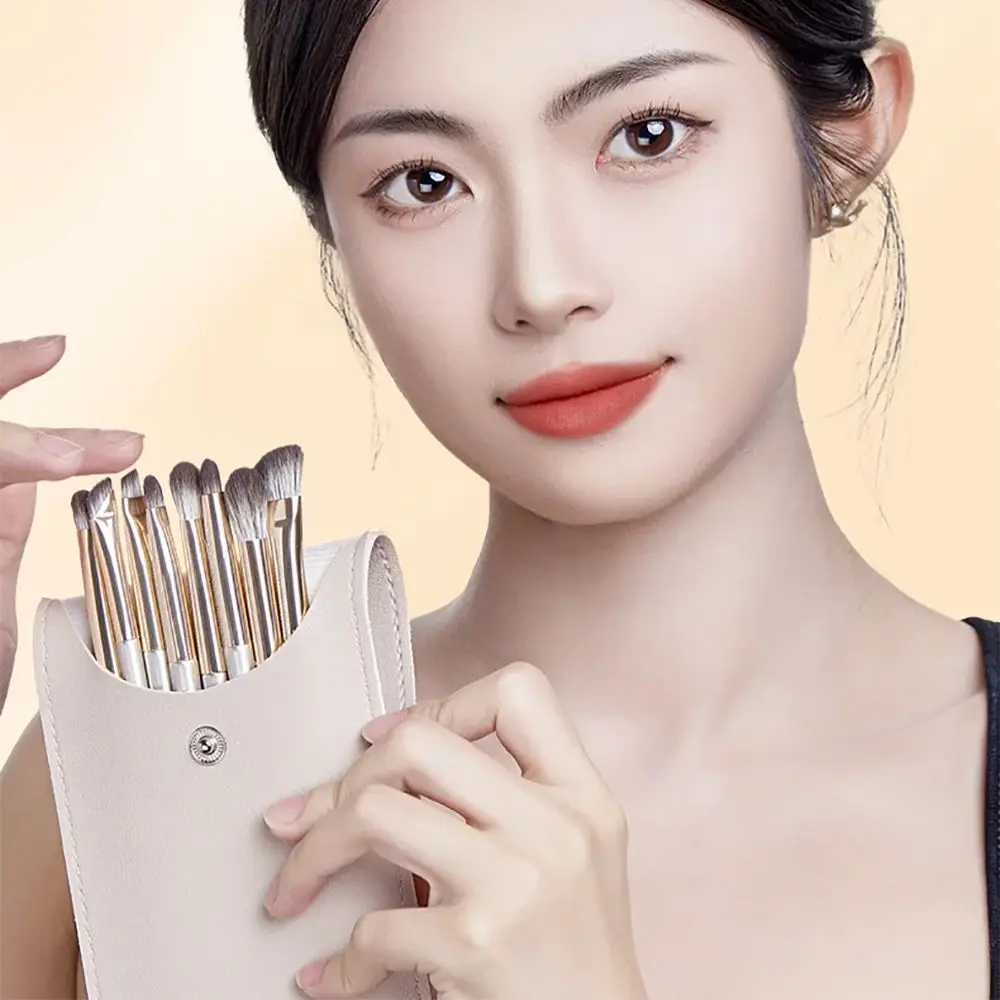 8Pcs New Synthetic Fibre Eye Makeup Brush Set Skin Friendly with PU Bag Eye Shadow Brush Soft Eye Makeup Tools Women