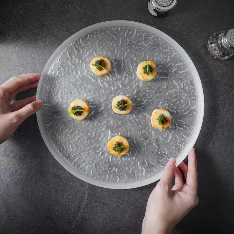 Creative Threaded Glass Dinner Plate Dessert Plate Snack Plate Fruit Salad Plates Pasta Plates Restaurant Specialty Tableware