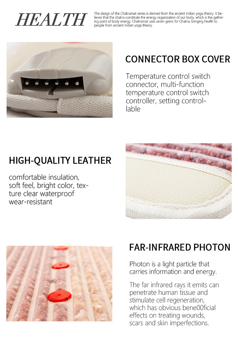 PEMF Far Infrared Heating MAT Jade Crystal Biophoton Anion Kristrallmatte Chakra Balance Physical Therapy Massage Pad Body Pain