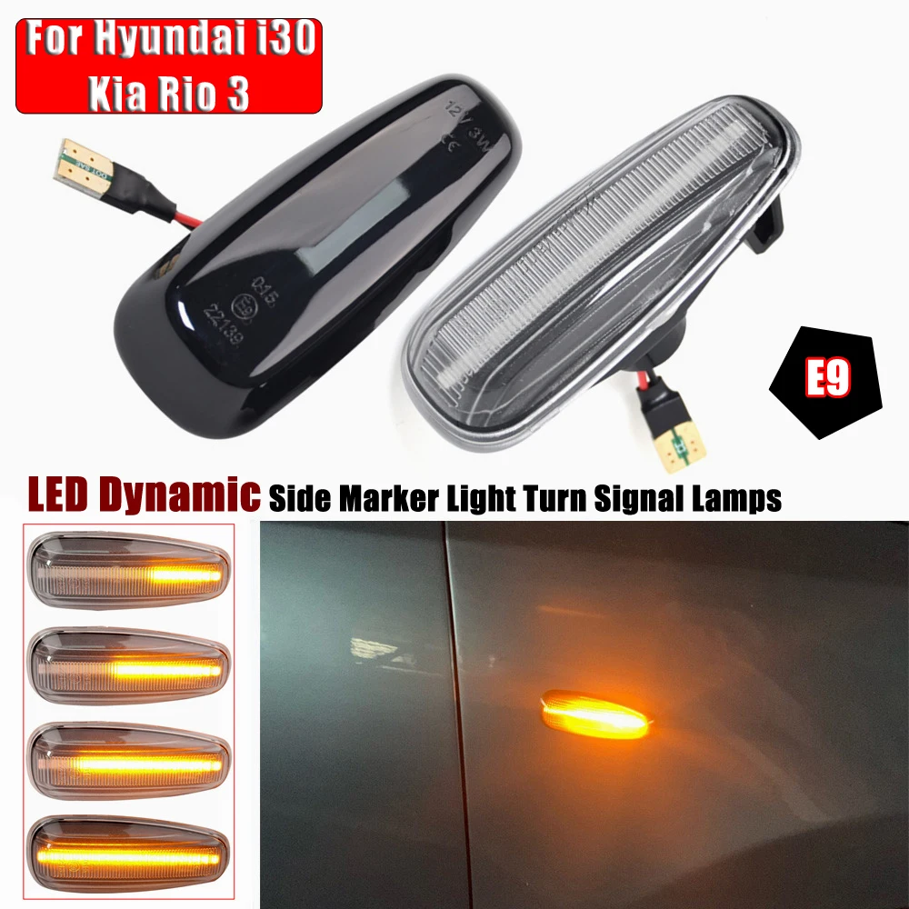 2x Dynamic Flowing Flash Repeater Led Turn Signal Side Marker Light For Hyundai I30 Azera Elantra Avante Kia Ceed Estate Rio III