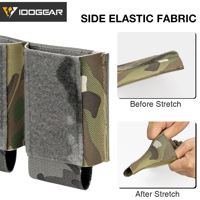 IDOGEAR Tactical Triple Mag Pouch Hook Loop Elastic Quick Access Excellent Retention Compatible Various Platforms 3598