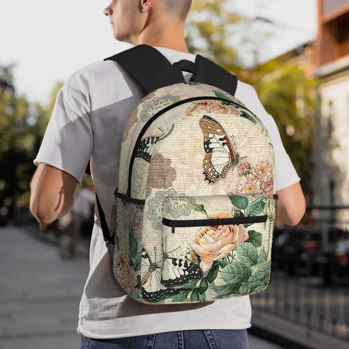 Bird Flower Pattern Backpack Student BookBag Kids School Bag Laptop Shoulder Bags for Men Women