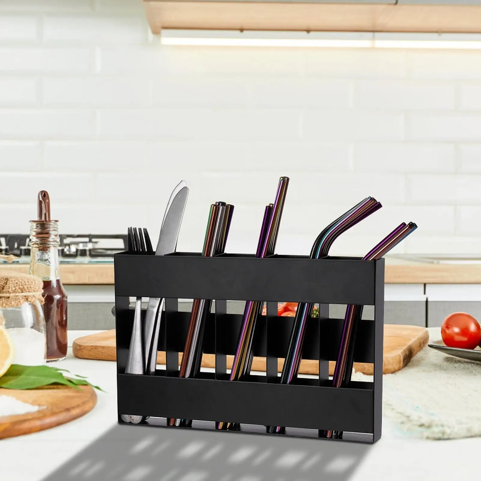 حامل من القش موزع شفاطات للشرب قابل لإعادة الاستخدام لحفلات طاولة الخزانة