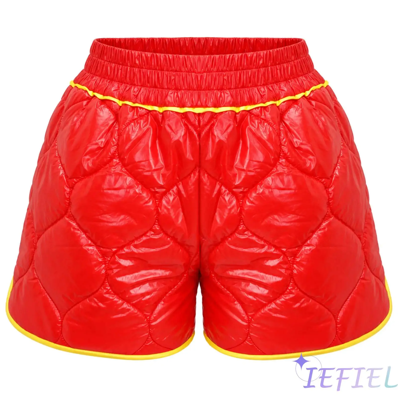 Women Side Slit Boxing Shorts Water Resistant Padded Elastic Waistband Contrasting Color Trim Trunks for Kickboxing Training