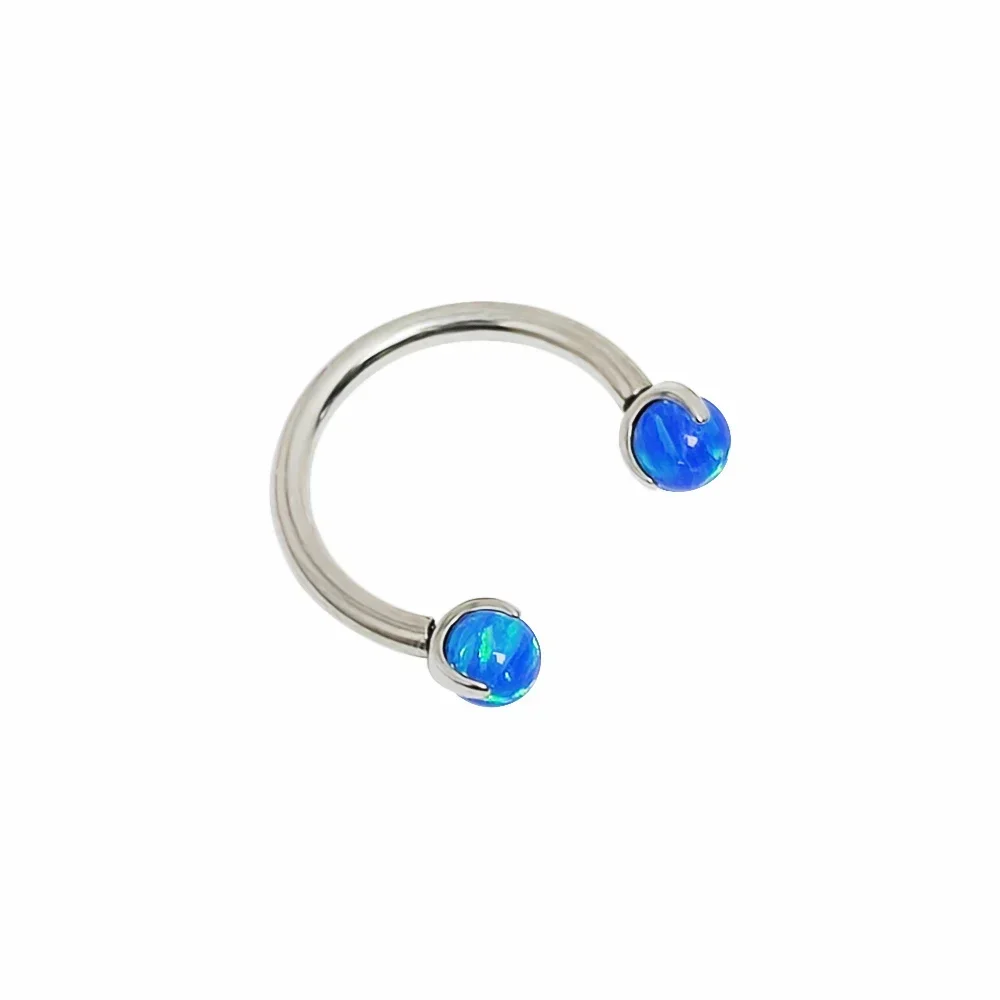 F136 Titanium Opal Horseshoe Nose Piercing Barbell Cartilage 16G Labret septum Nose ring hoop Earrings Tragus Piercing Wholesale