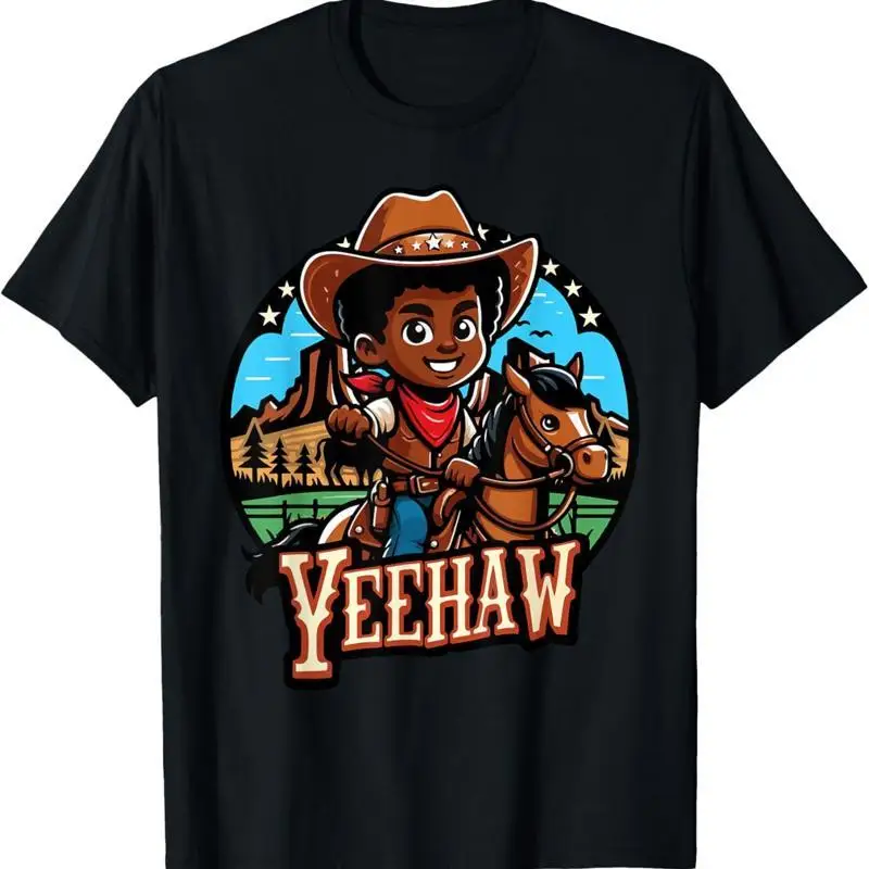 Yeehaw African American Kid Rodeo Cowboy T Shirt