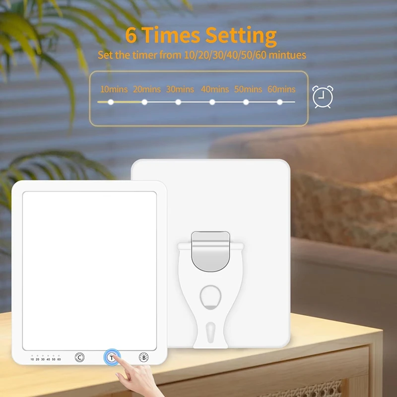 DT16 Portable LED Daylight Lamp 10000 Lux, SAD Light Therapy Lamp with Memory, 5-Level Brightness 3 Color Temp for Mood Boost