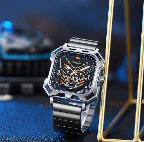 

New Concept of Fully Automatic Mechanical Watch Fully Transparent Diamond Shaped Waterproof Strong Night Light Men's Watch