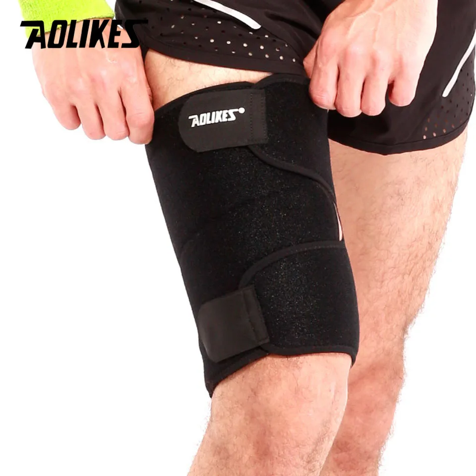 AOLIKES 1PCS Adjustable Compression Thigh Brace Knee Support Leg Sleeve Upper Leg Wrap for Women Men Muscle Pain Relief