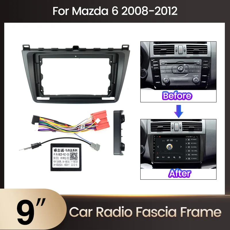 For Mazda 6 2008-2012 9Inch Android Car Radio Android Stereo MP5 Player Casing Frame 2 Din Head Unit Fascia Dash Board Cover