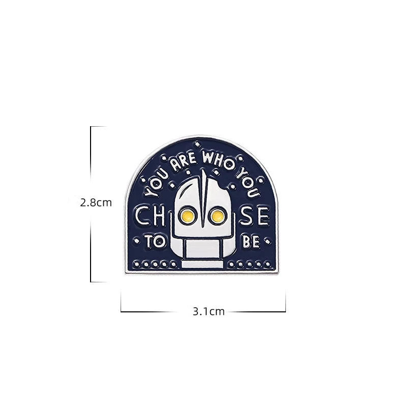 Cute Cartoon Robot Enamel Brooch Creative English Letter Lapel Pin Badge Backpack Clothing Hat Accessories