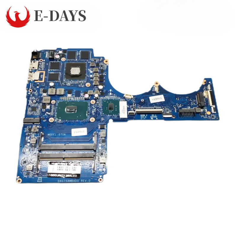 

For HP Pavilion 15-CB Laptop Motherboard DAG75AMBAD0 Notebook Mainboard with I5-7300HQ I7-7700HQ CPU GTX1050 2G GPU DDR4