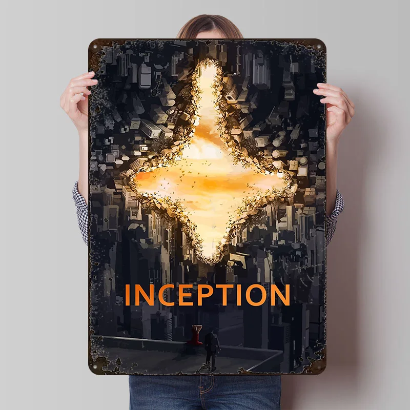 Inception Blechposter Maßgefertigte Wandkunst Vintage Metallschilder Retro-Platten für Haus- und Raumdekoration Innenraum-Blechschild-Dekor