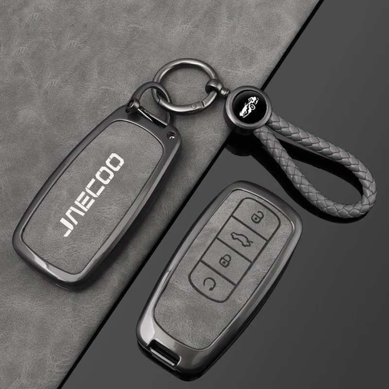 Metal Leather Car Key Case Cover for JAECOO J7 J6 J7 J8 Phev 2025 2024 2023 Ruigu 9 Chery Omoda Protector Key Shell Accessories 6