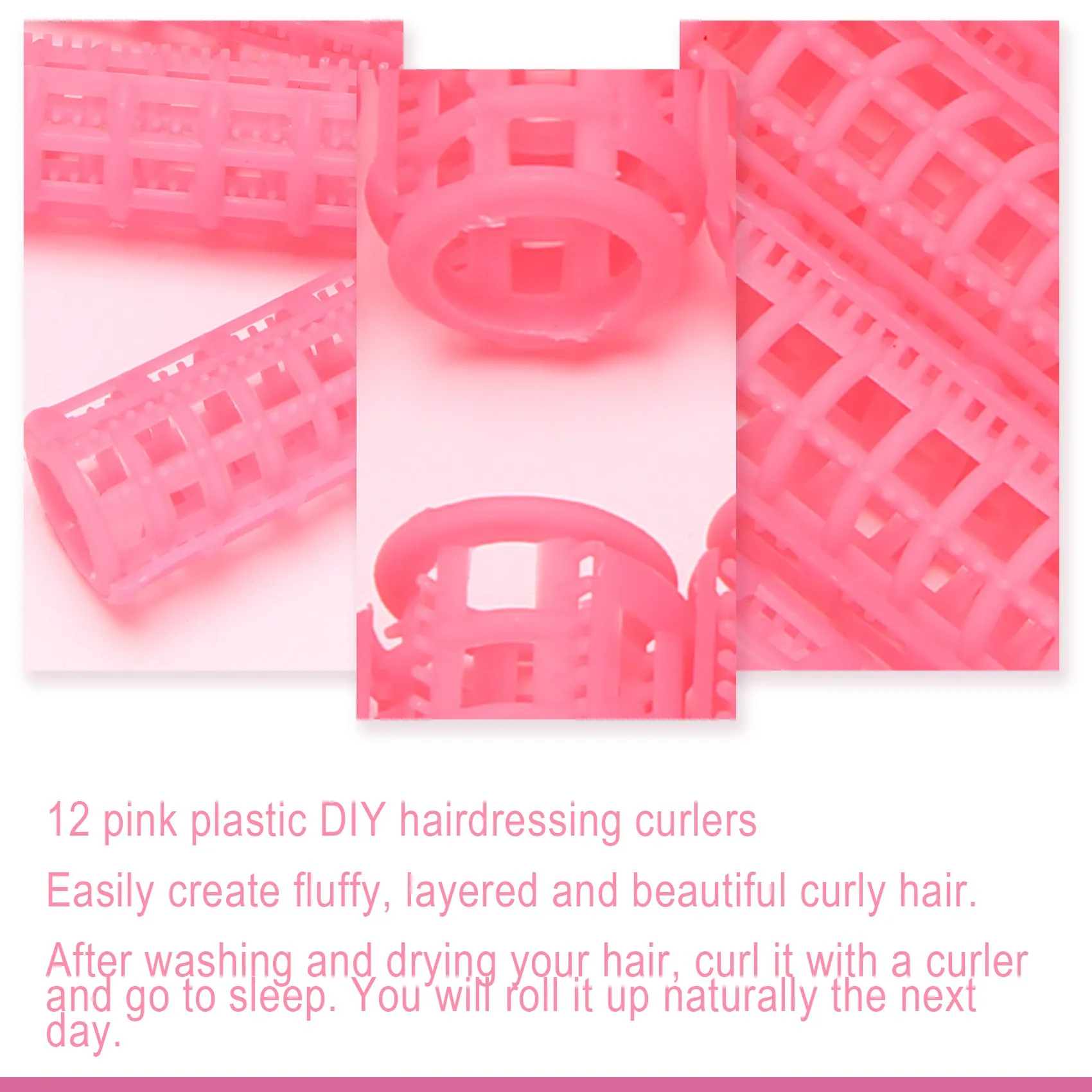 ¡El más nuevo! 12 clips para rizadores de rodillo de peinado DIY de plástico rosa