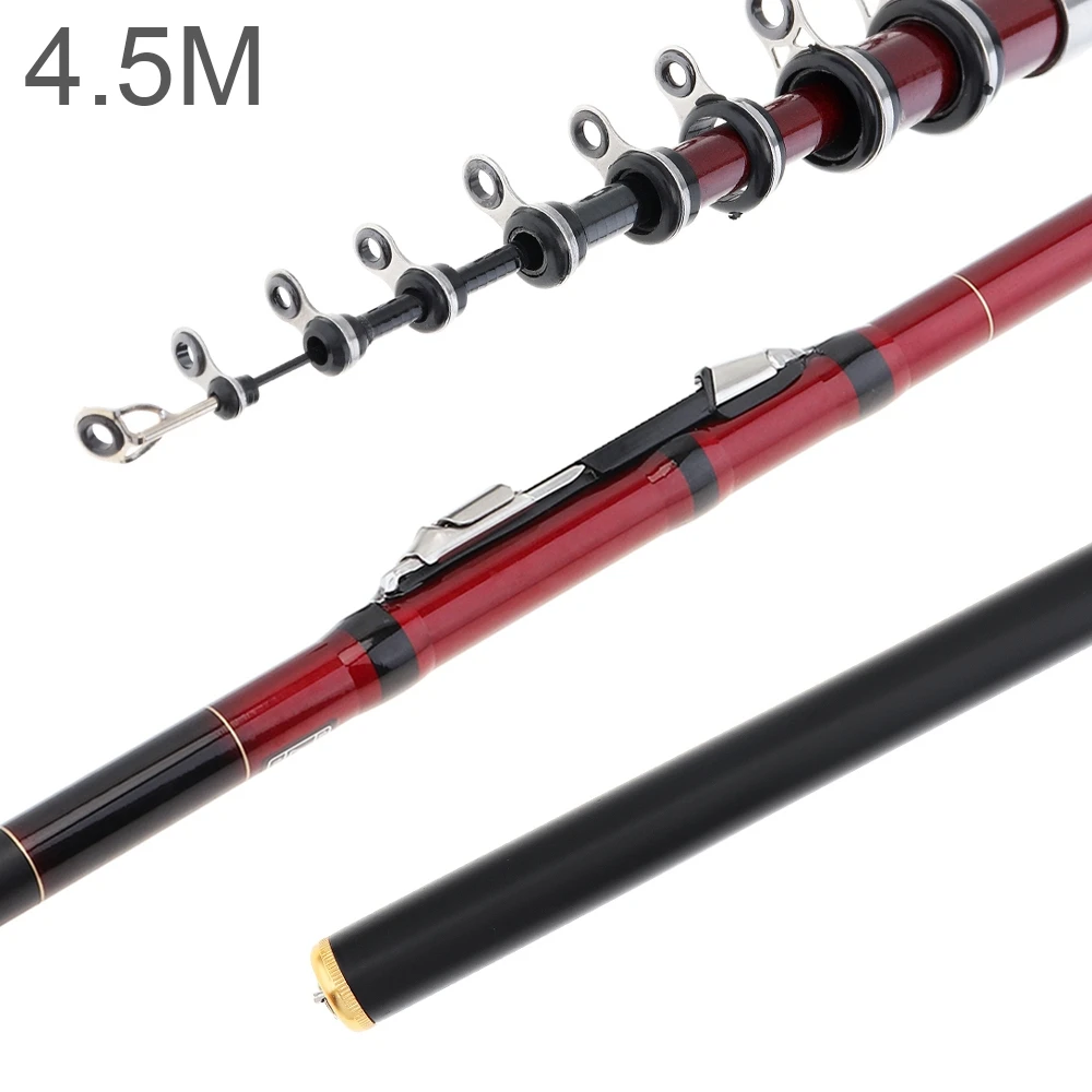 

4.5m Telescopic Rock Carp Fishing Rod 8 Section Carbon Fiber Surf Spinning Pole 30T Carbon Fiber Lightweight And Tough