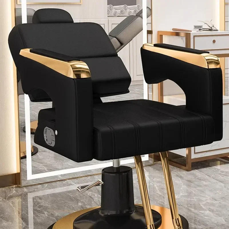 หรูหราออกแบบตัดผมเก้าอี้ Reclinable แบบพกพา Beauty Salon ตัดผมเก้าอี้หมุนไฮดรอลิก Cadeira De Barbeiro เฟอร์นิเจอร์