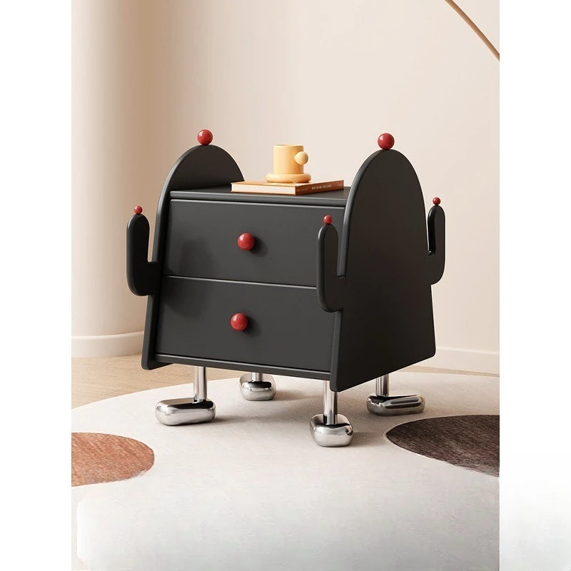 Creative bedside table Modern simple medieval cute cactus new all-solid wood artistic storage