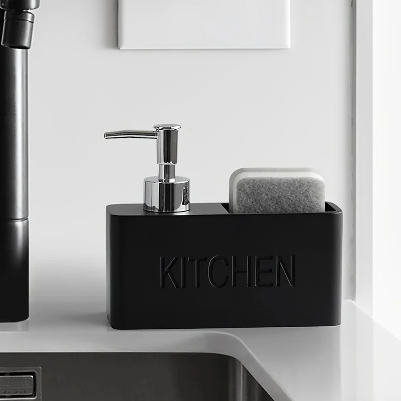 Multi functional kitchen soap dispenser with sponge holder, dishwashing liquid bottle storage box