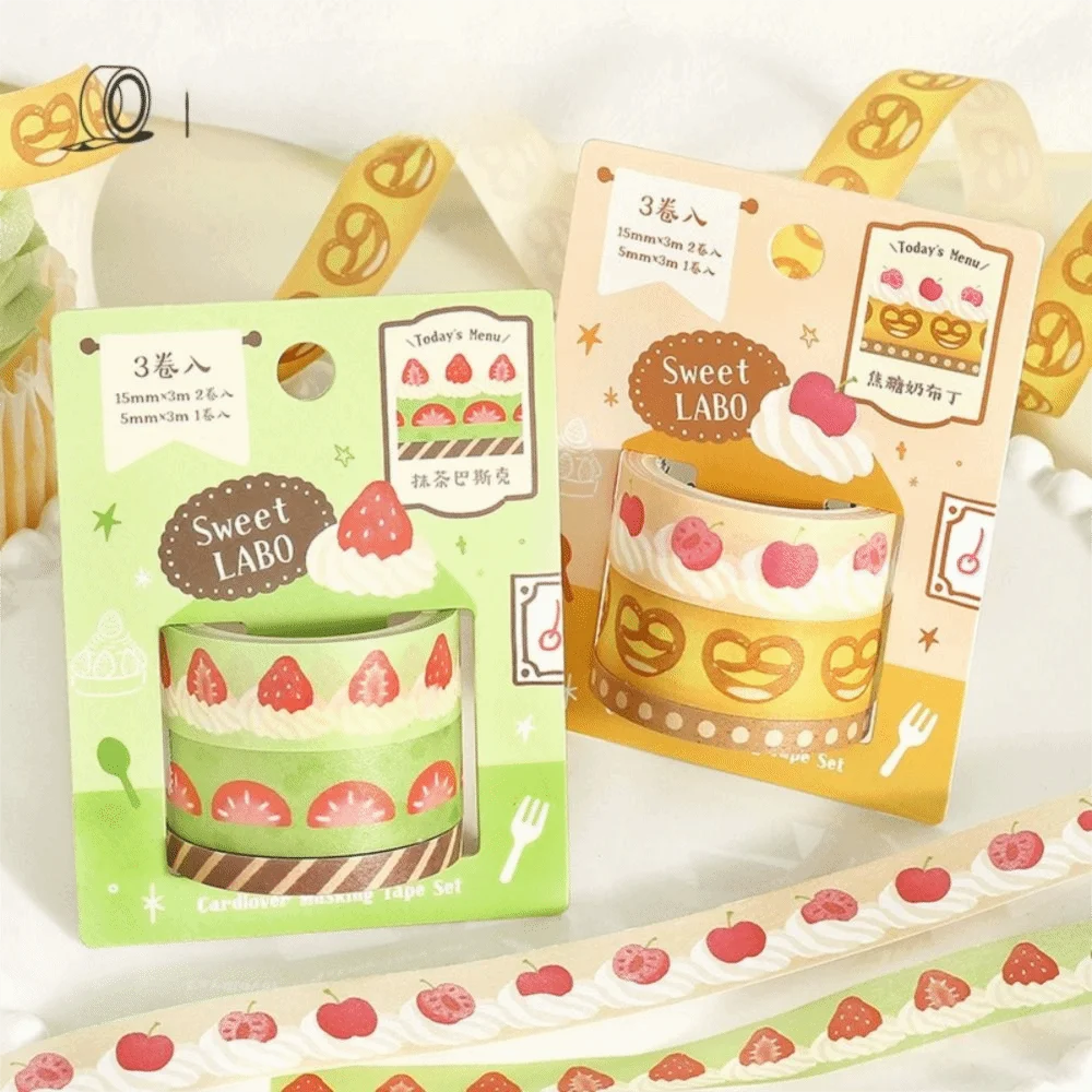 

3Pcs Sweet DIY Washi Paper Tape Set Stickers School Stationery Decorative Adhesive Tape Scrapbooking Masking Tapes Students