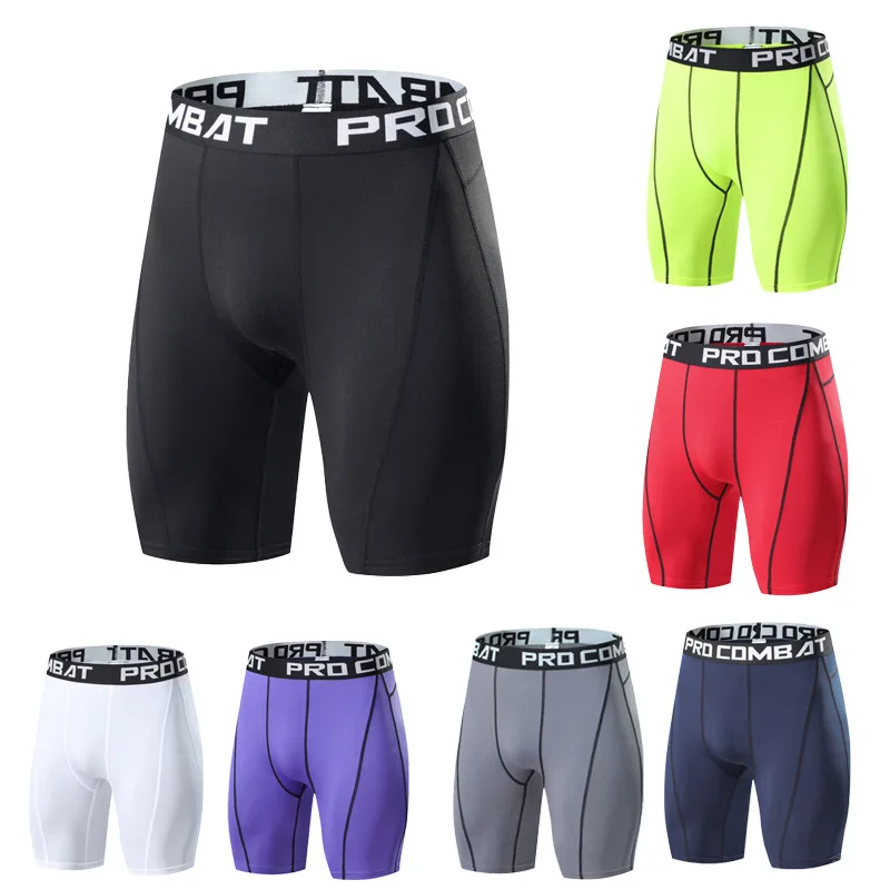 Men Bodybuilding Shorts Fitness Workout Inseam Gym Knickers Male Muscle Alive Elastic Compression Tights Skinny Leggins Hombre