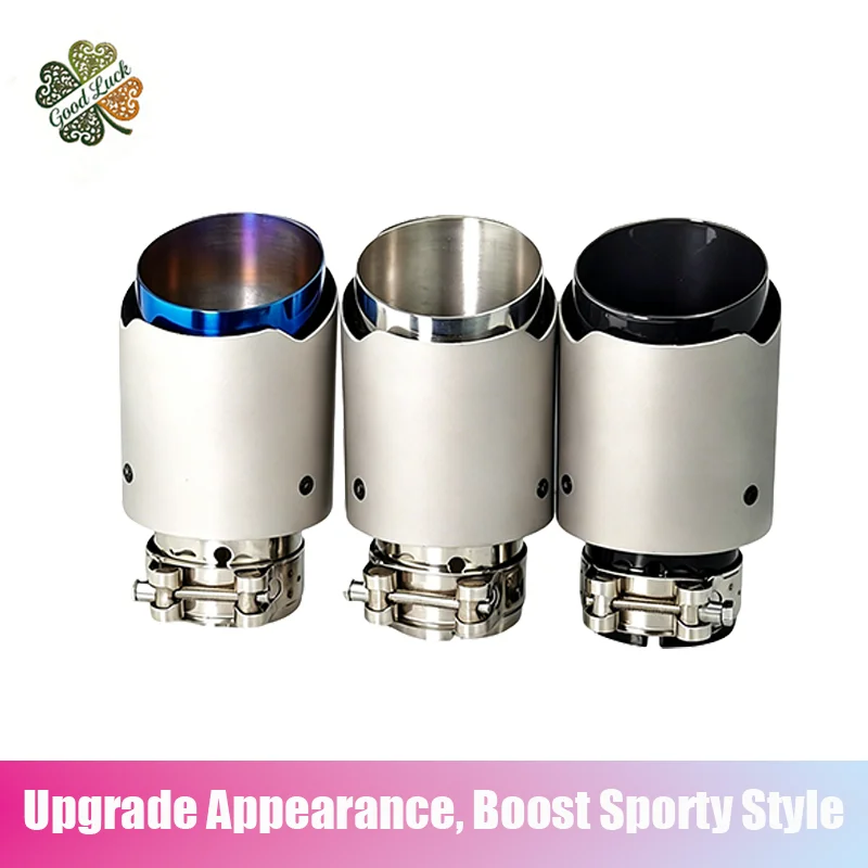 

1pc AK logo Stainless Steel Double Layer Single Outlet Automotive Exhaust Pipe Tail Pipe Logo with Multiple Color Options