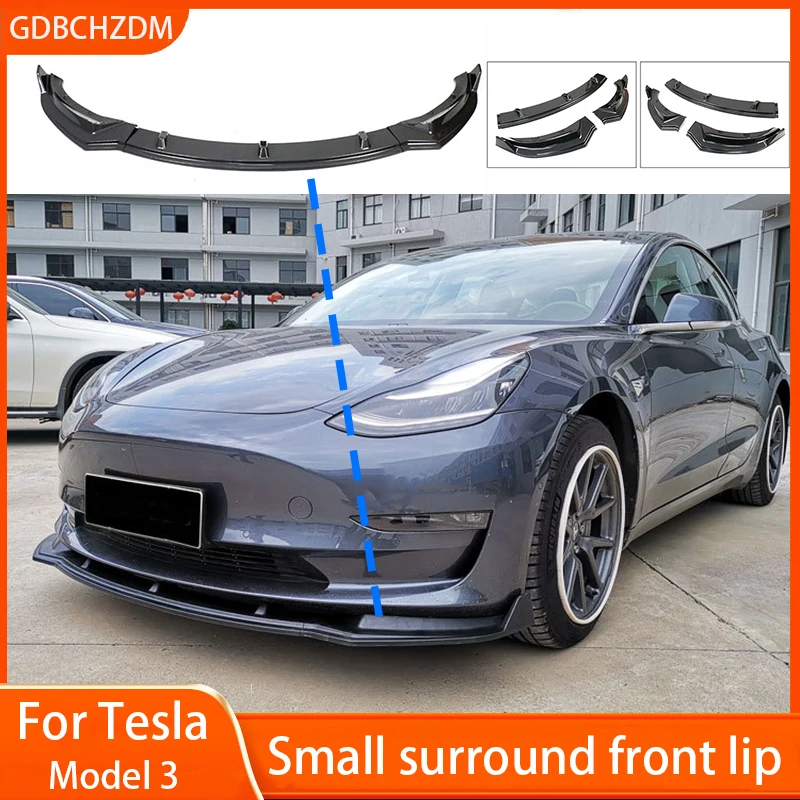 

Front Bumper Front Lip Front Shovel kit Compatible for Tesla Model 3 2017-2024,Sedan Body Spoiler Splitter kit Accessories