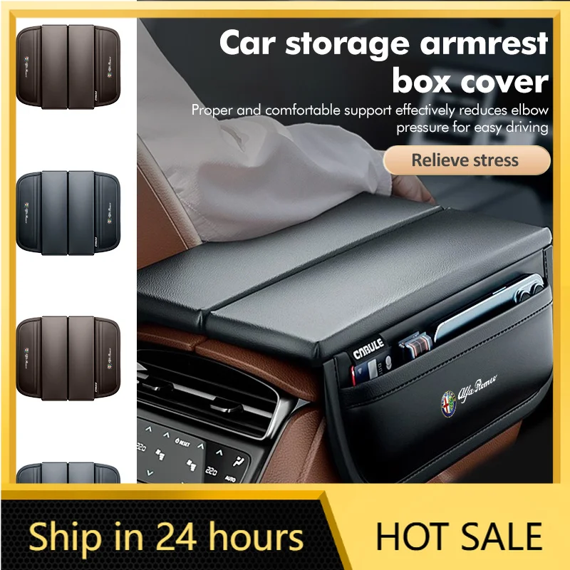 

2026 Hot Car Stickers 2026 Hot Alfa Romeo Car Center Console Armrest Protector Pad Leather Side Storage Pocket Accessories For A