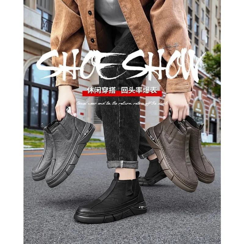 Winter Men Chelsea Boots Men Bussiness Cotton Boots Casual Sneakers SnowBoots Leather Non-slip Men Leisure Boots Bota Masculina