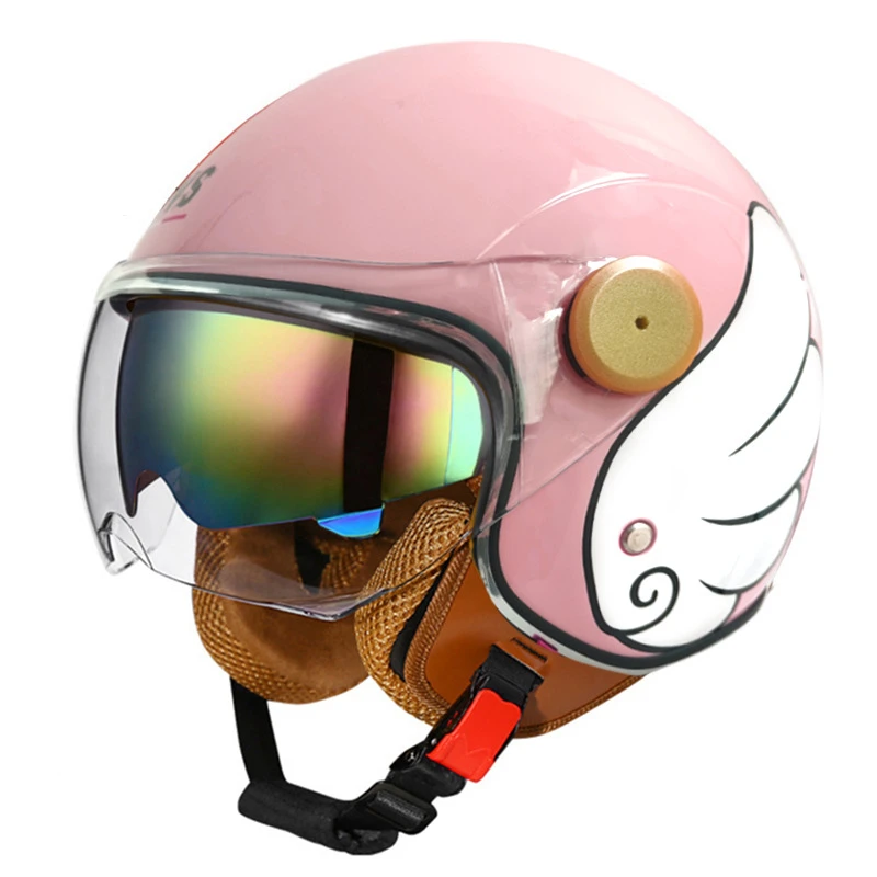 Lichtgewicht vintage motorhelm met dubbel vizier Motorrijden 3/4 open halve helm Retro Casco Moto 3C & Dot - afbeelding 1