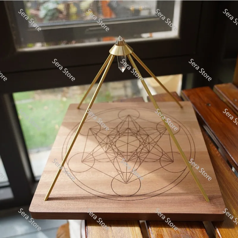 Natural White Crystal Pyramid Pure Copper Yoga Meditation Decor Sleep Wellness Accessory