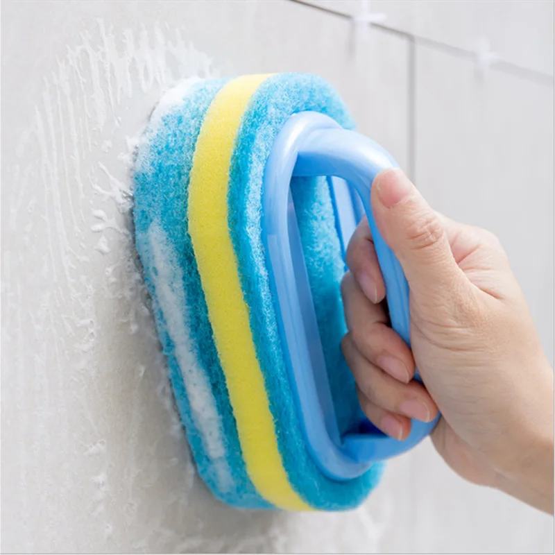 3Colors Handheld Kitchen Cleaning Brush Bathtub Scrubber Sponge Brush Blue Soft Magic Sponge Scrub Dishwashing