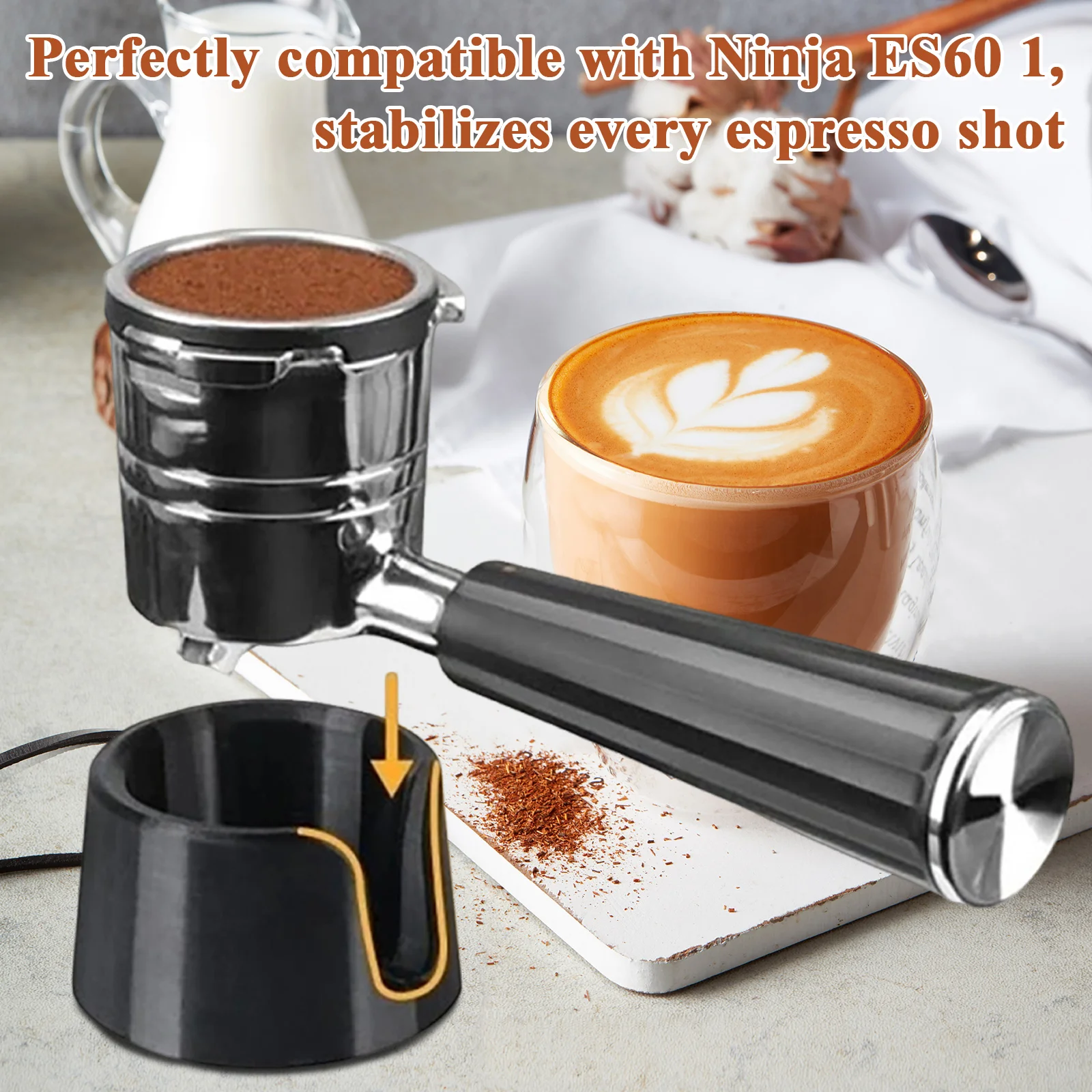 Supporto per caffè espresso portatile Nero ABS Pressa per caffè Base in polvere Sedile Tamper per caffè Supporto per tappetino Strumento per caffetteria domestica