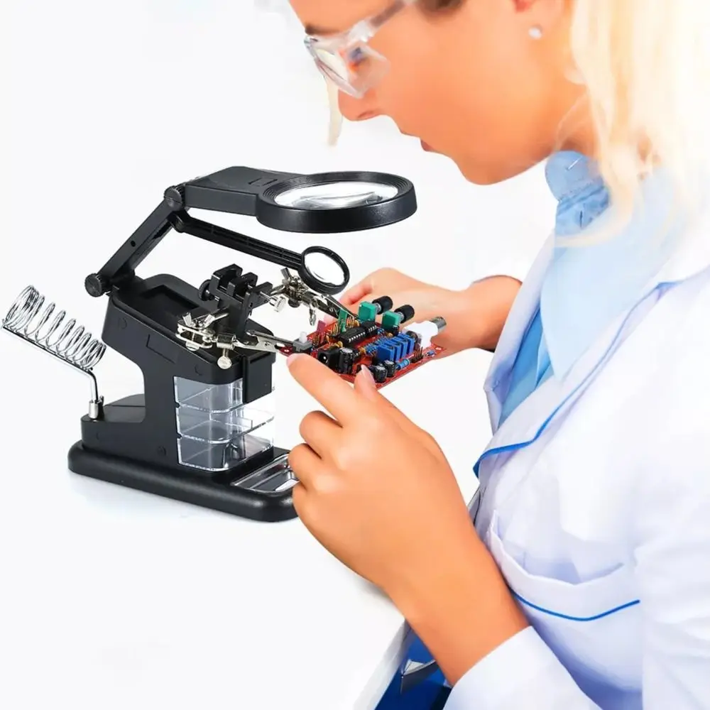 

3X/4.5X/25X Lens Phone Repair Tool Auxiliary Clip 10 LED Light LED Magnifier Fixed Holder Stable Base Welding Magnifier