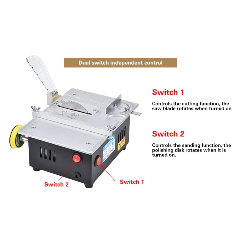 Multifunctional Mini Table Saw for Copper Aluminum Small Wood Block Cutting, 80mm Saw Blade with Lift Function Small Table Saw