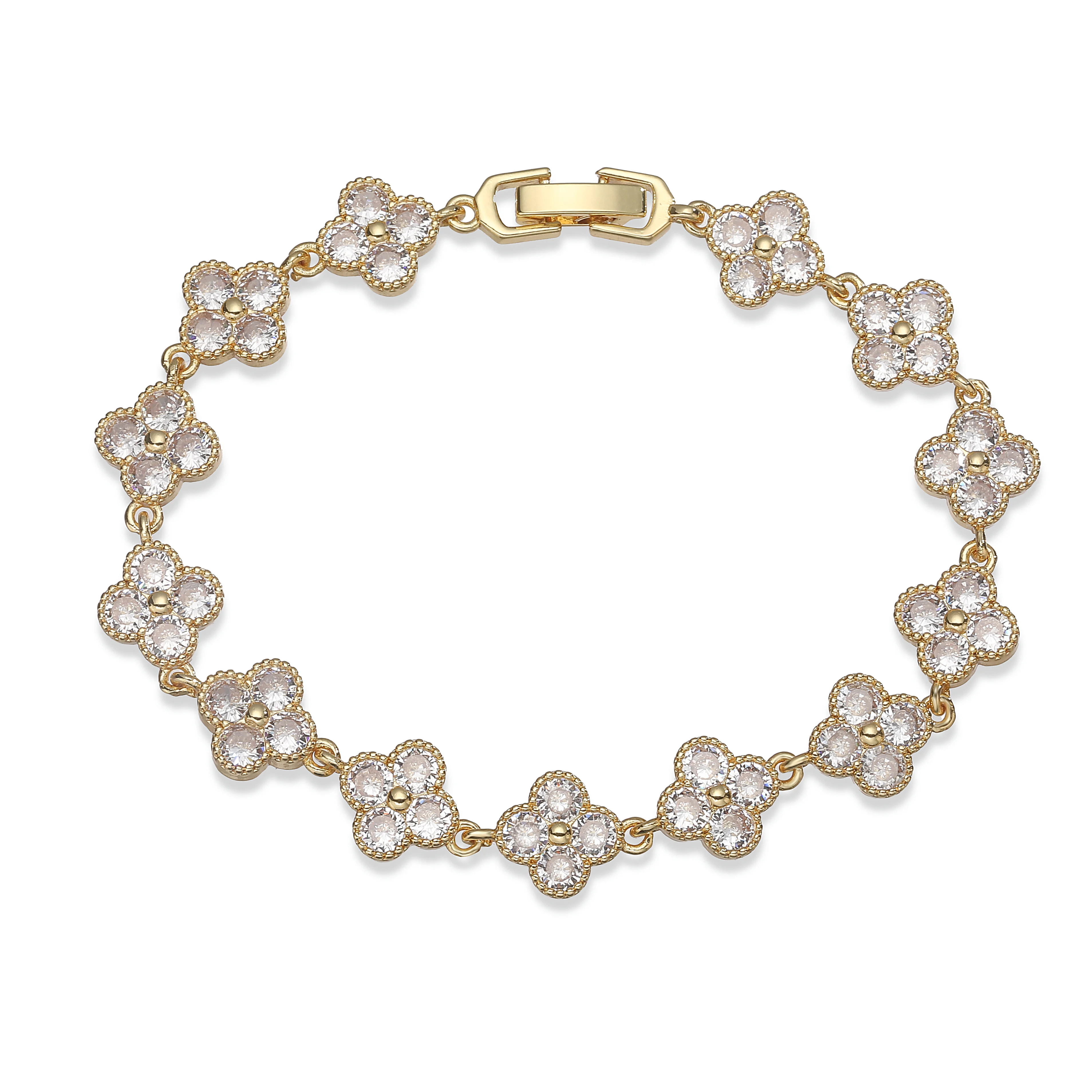 Multi-Color Zircon Flower Bracelet/Necklace Gift Set