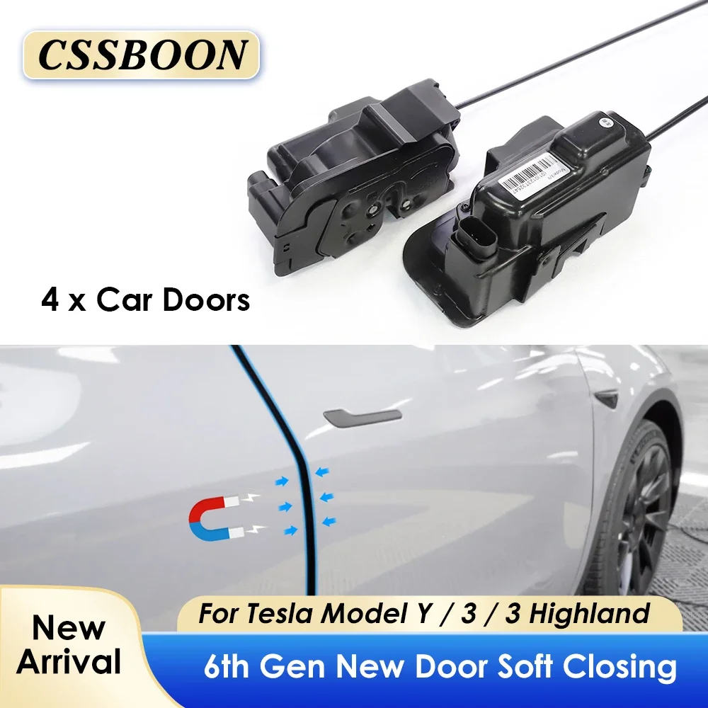 CSSBOON Auto Model 3 Y Accessories 6th Electric Door Soft Close Door Kit Waterproof Car Door Suction Lock for Tesla Modification