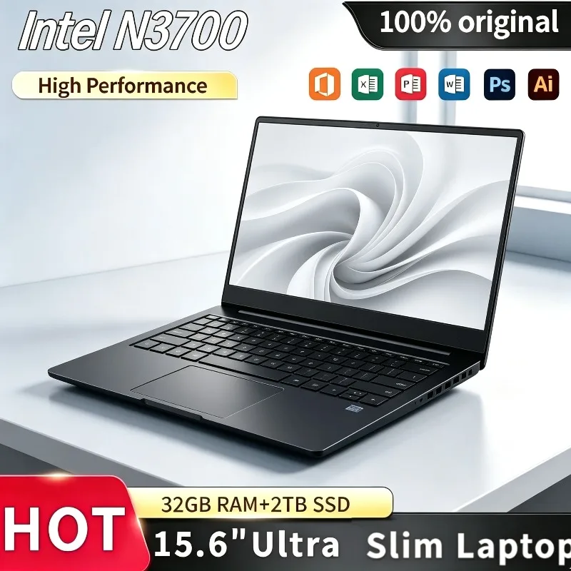 2026 Intel N3700 Ultra Slim Gaming Pro High Performance Unit Plus 15.6 Inch Laptop 1.6GHz Base 2.4GHz Turbo 16GB RAM 2TB SSD