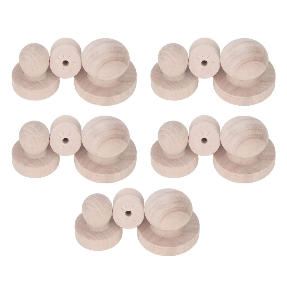 

15pcs Wood Stamps Pinewood Wooden Stamp Handle Smoothing Surface Comfortable Grip Wood Knobs Stamp Handle Carving Projects