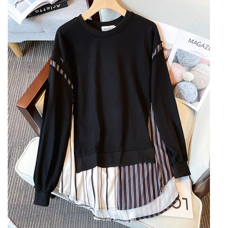 Women Fashion Modern 2023 Autumn Casual Striped Pullovers Women Sweatshirts Female Long-sleeved Loose Tops Tee Shirt Femme cloth