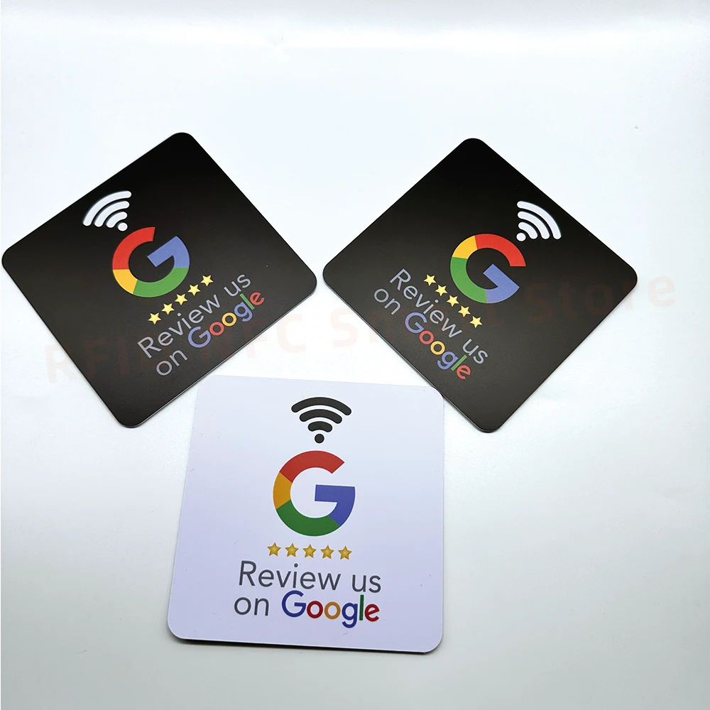 Adesivo da tavolo NFC di grandi dimensioni etichetta adesiva per recensione di Google PVC 13.56MHz recensione impermeabile programmabile noi su Google Tag NFC adesivi