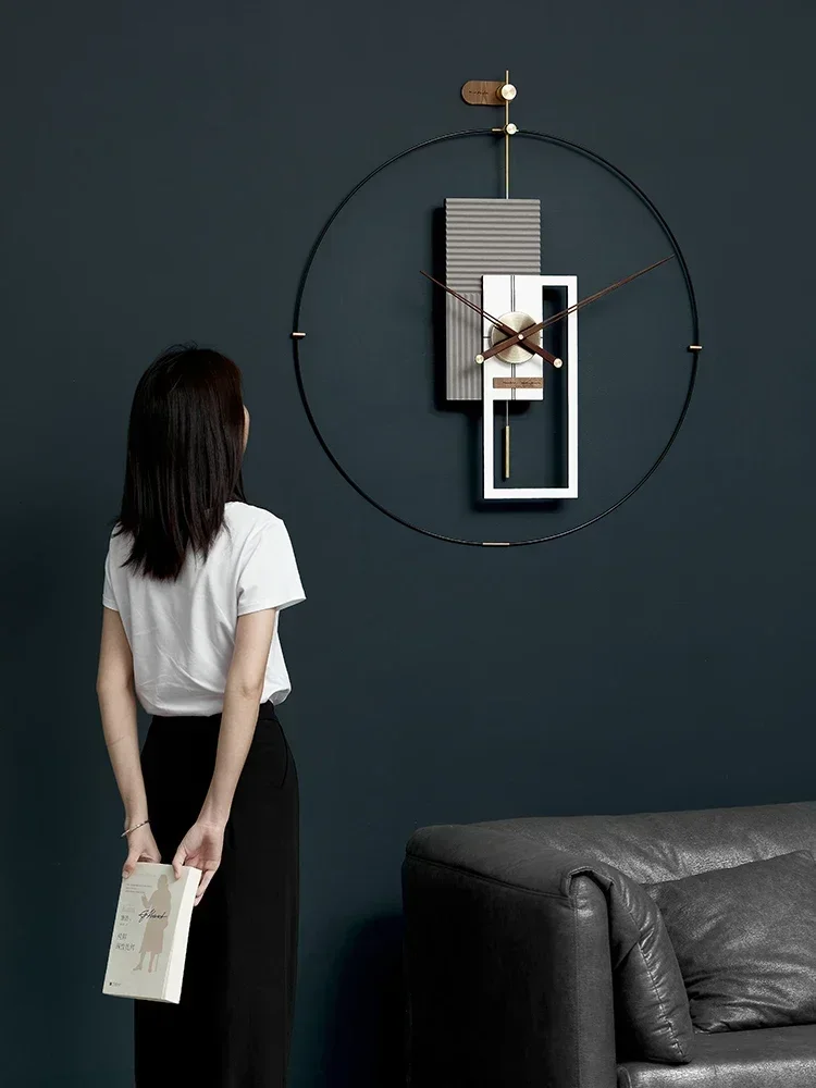 Nordic Luxury Wall Clock - Modern Spanish Design with Large Pendulum, Creative Living Room Decor