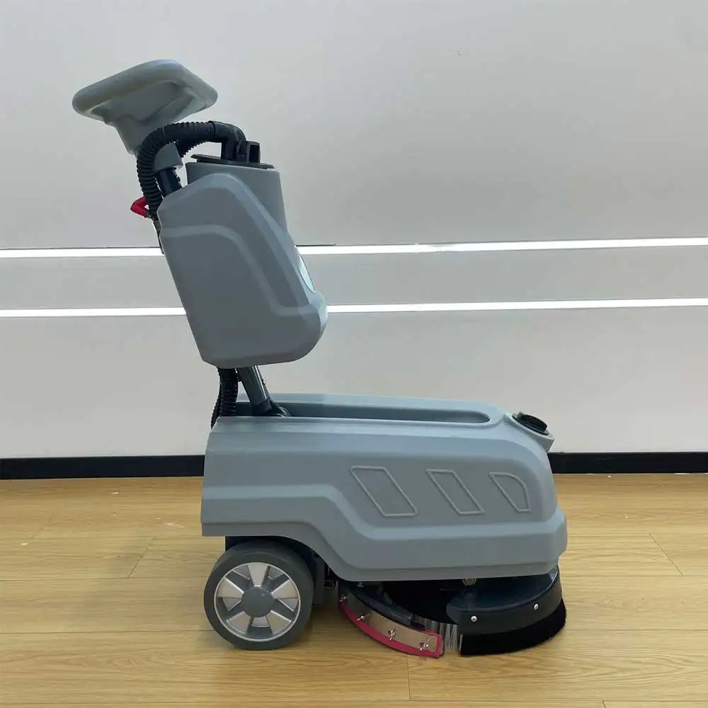 Small Floor Scrubber Flexible Ground Surface Cleaner Machine Walk-behind Cleaning Washer for Factory Office Home Workshop Use