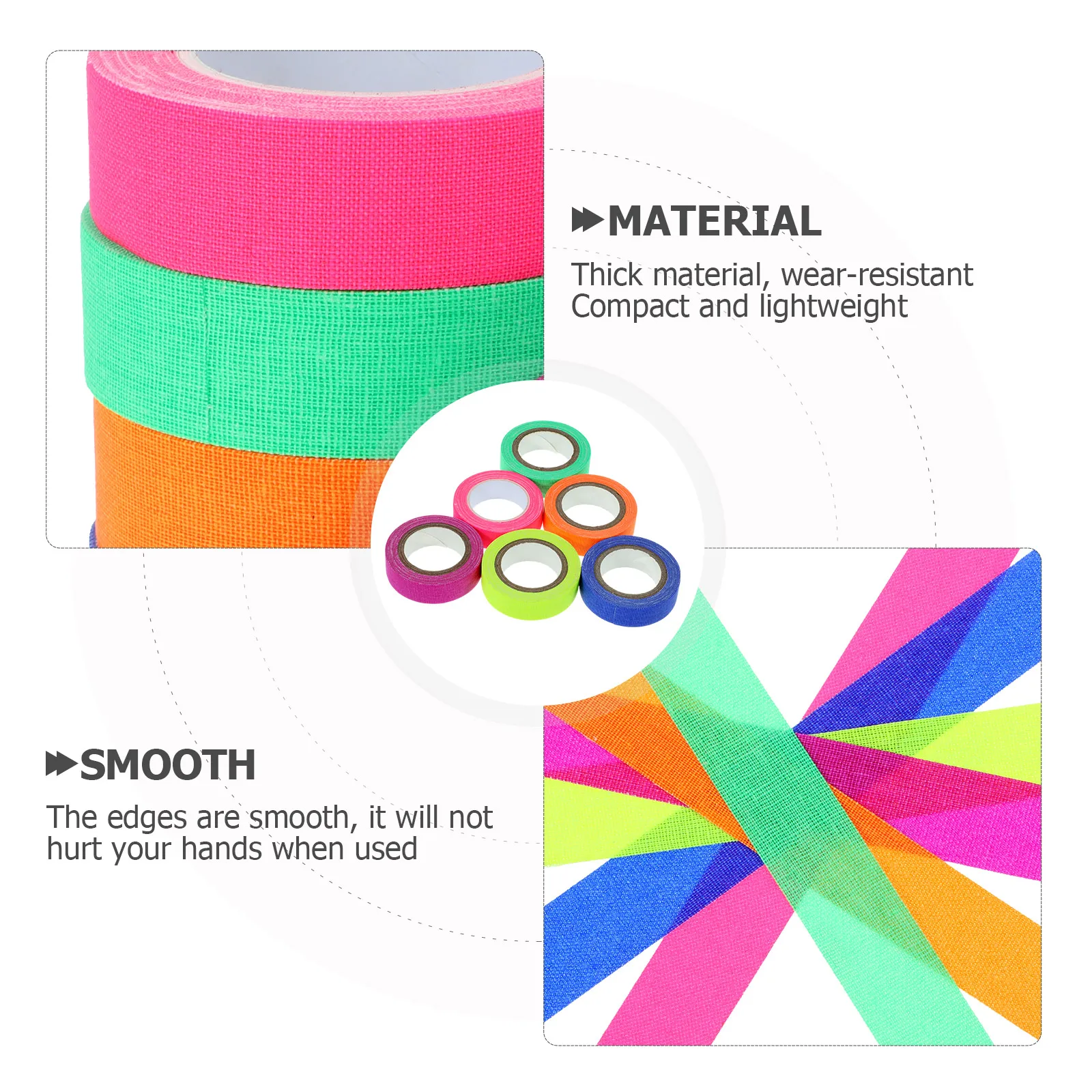 

6pcs Night 15mmx5m Fluorescent Adhesive Neon UV Blacklight Masking Glow Fluorescent Cloth Tape In The Dark Tape Tapes for Decor