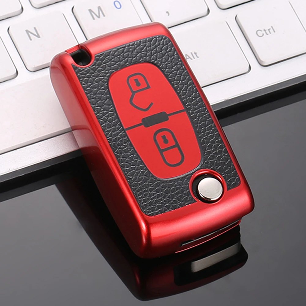 2/3 Buttons TPU Leather Car Remote Key Case Cover for Peugeot 107 207 307 307S 308 407 607 for Citroen C2 C3 C4 C5 C6 C8