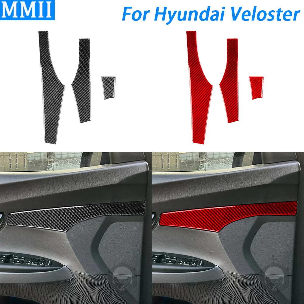 For Hyundai Veloster 2019 2020 2021 2022 2023 Carbon Fiber Door Panel Trim Cover Car Interior Decoration Accessories Sticker