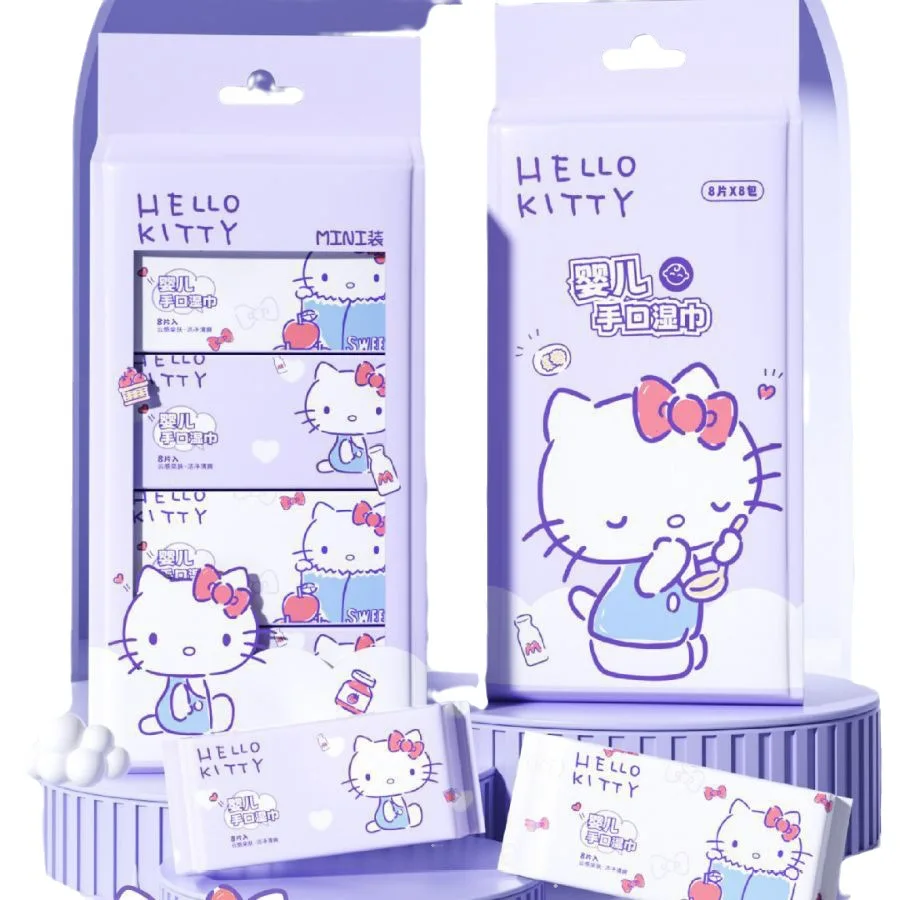 New Cartoon Sanrio Outdoor Indoor Portable Baby Hand and Mouth Wipes for Hello Kitty Mini Baby Household Wet Wipes Accessories