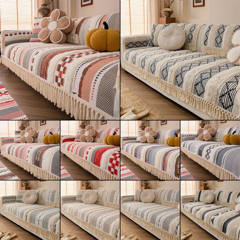 1PC Old Coarse Cotton and Linen Sofa Cushion Four Seasons Universal Thickened Linen Seat Pad Anti-Cat Scratch Inn Sofa Cover