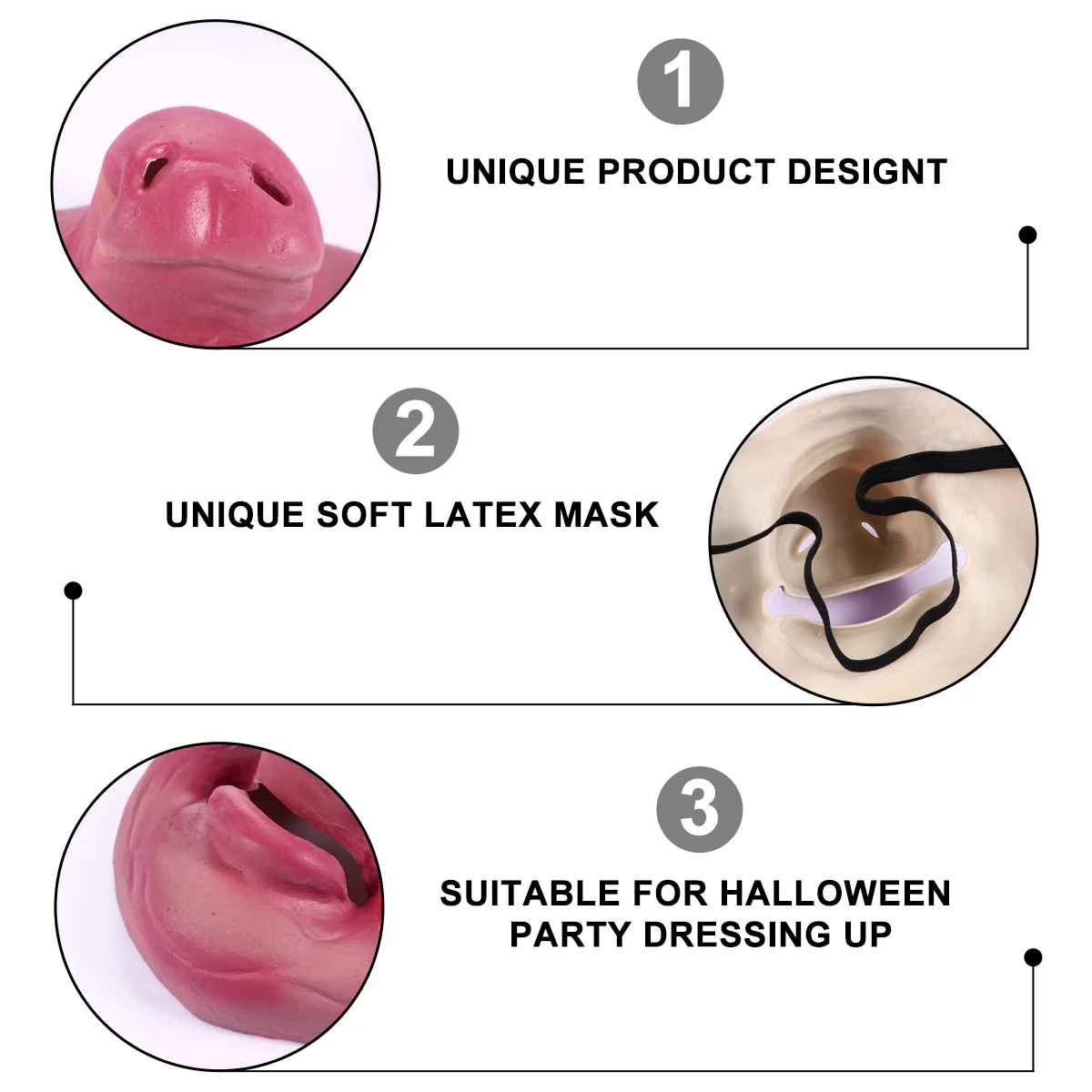 1Pcs Halloween Pig Half Face Mask Realistic Latex Scary Cosplay Costume Party Mask Prank Costume Halloween Masks