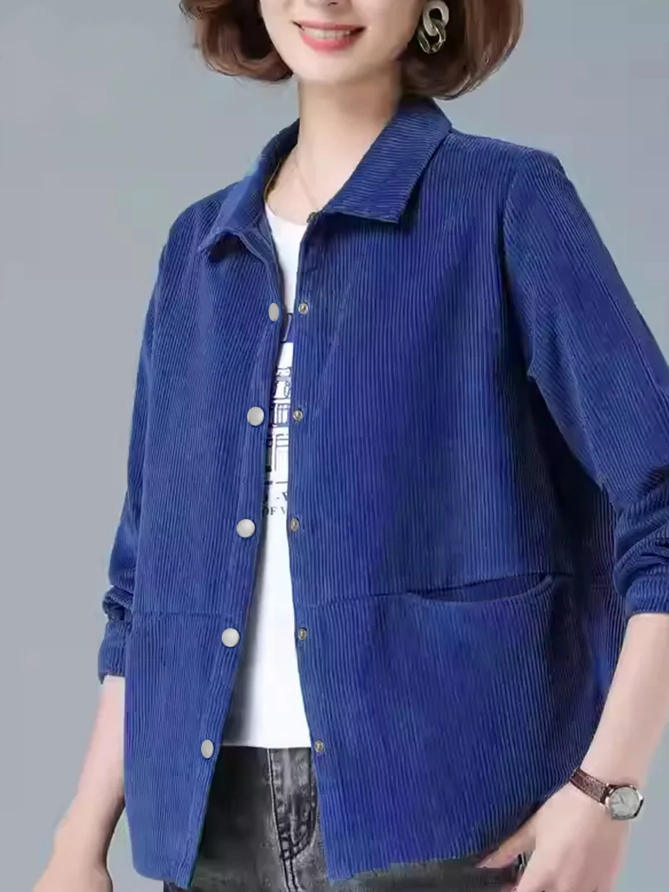 

Женская осенняя модная верхняя куртка из бархатного материала Модная женская верхняя одежда